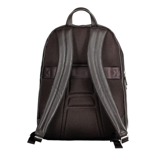 Piquadro Brown Leather Men Backpack Piquadro Dark Slate Gray