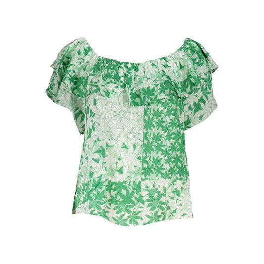 Desigual Green Boho Chic Patterned Tee with Logo Desigual Gray