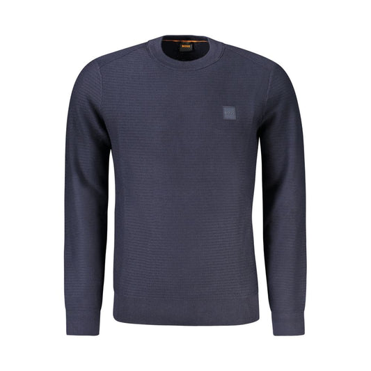 Hugo Boss Blue Cotton Men Sweater Hugo Boss Dark Slate Gray
