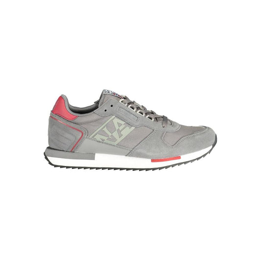 Napapijri Gray Leather Men Sneaker Napapijri Dark Gray