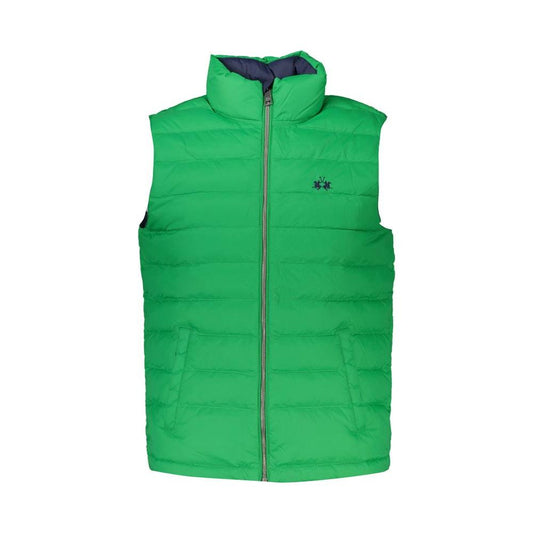 La Martina Sleek Sleeveless Green Jacket with Embroidery La Martina Sea Green