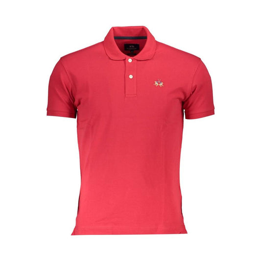 La Martina Red Cotton Men Polo Shirt La Martina Maroon
