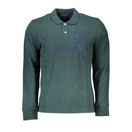 La Martina Classic Green Polo Shirt with Embroidery Detail La Martina Dark Slate Gray