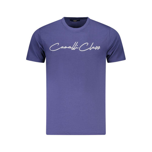 Cavalli Class Blue Cotton Men T-Shirt Cavalli Class Dark Slate Blue