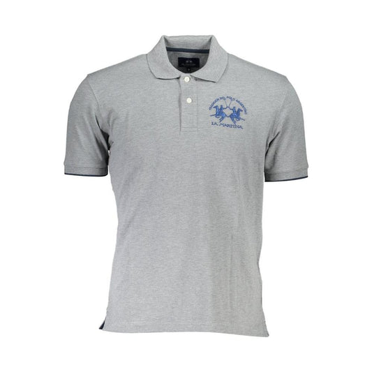 La Martina Gray Cotton Men Polo Shirt La Martina Dark Gray