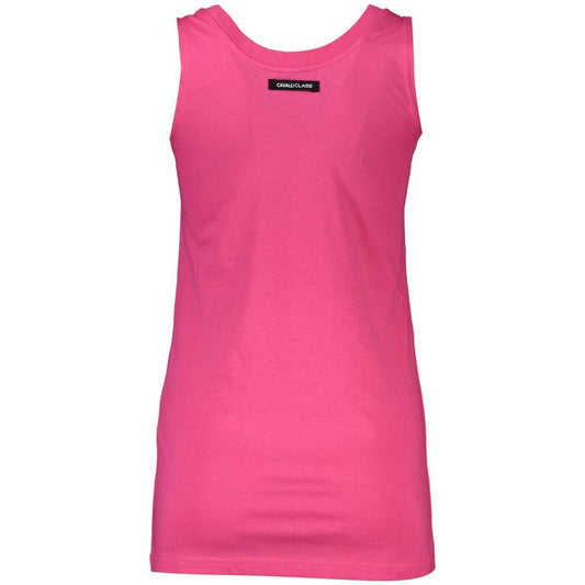 Cavalli Class Pink Cotton Women Top Cavalli Class Pale Violet Red