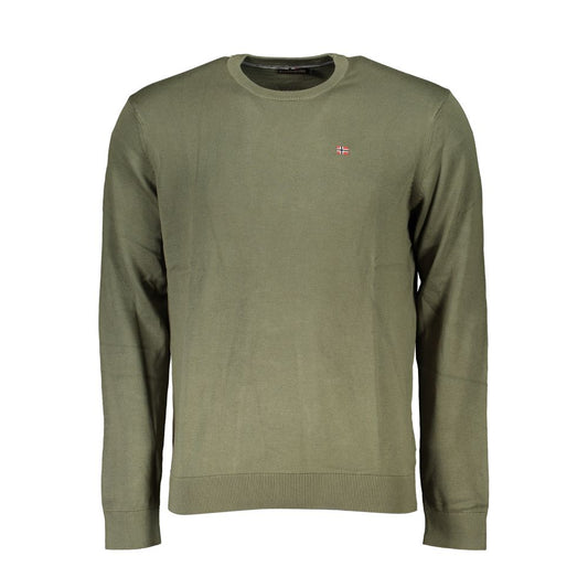 Napapijri Green Cotton Men Sweater Napapijri Dim Gray