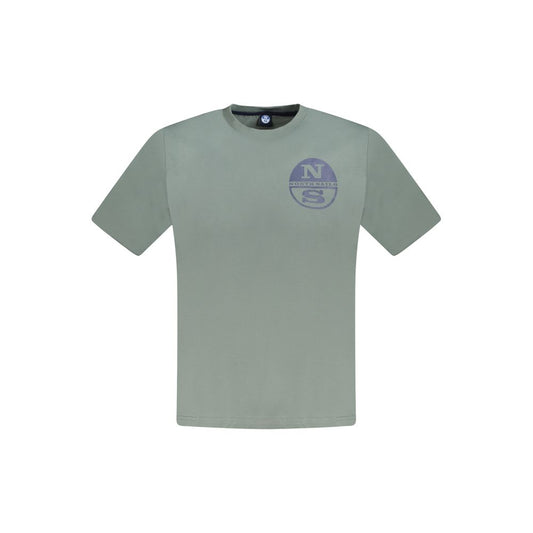 North Sails Green Cotton Men T-Shirt North Sails Light Slate Gray