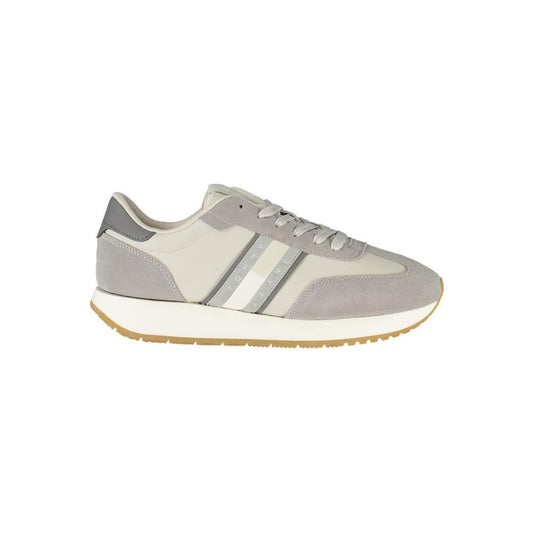 Tommy Hilfiger Gray Leather Mens Sneaker Tommy Hilfiger Gray
