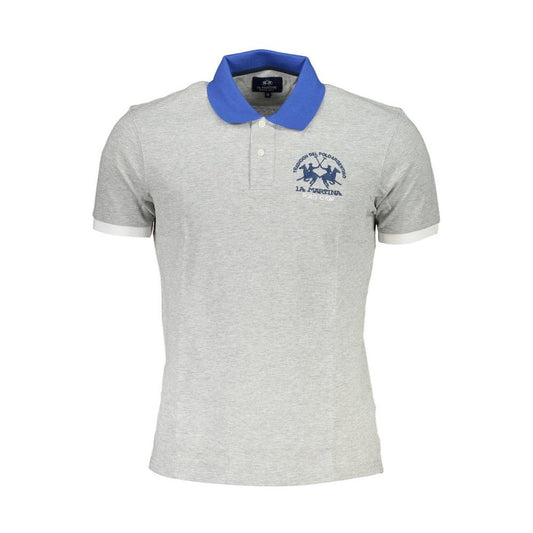 La Martina Gray Cotton Men Polo Shirt La Martina Light Gray