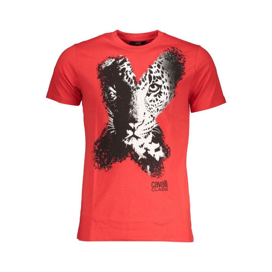Cavalli Class Red Cotton T-Shirt Cavalli Class Tomato