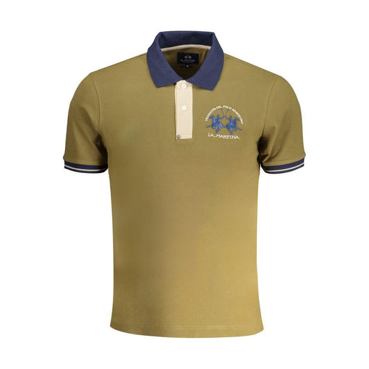 La Martina Green Cotton Polo Shirt La Martina Sienna