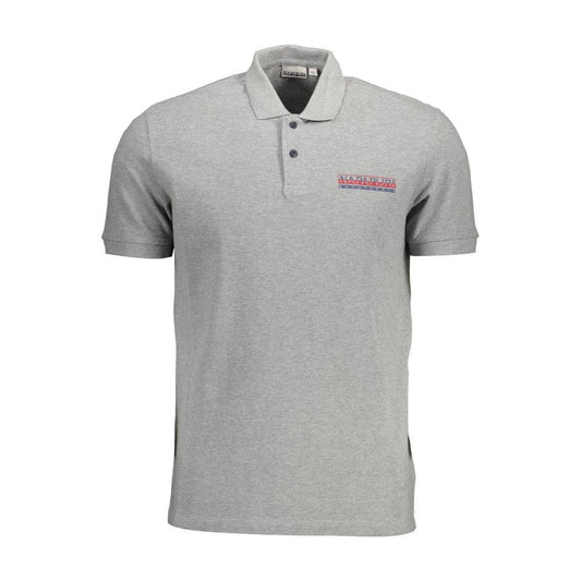 Napapijri Gray Cotton Men Polo Shirt Napapijri Dark Gray