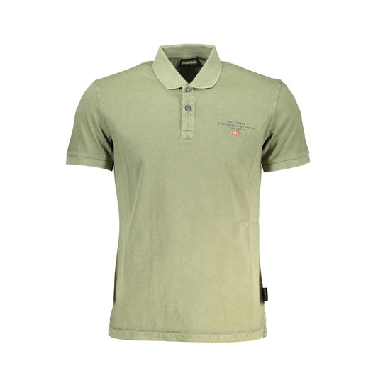 Napapijri Green Cotton Men Polo Shirt Napapijri Dark Gray