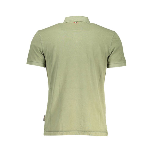 Napapijri Green Cotton Men Polo Shirt Napapijri Dark Gray
