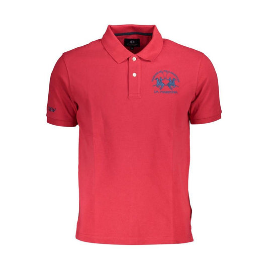 La Martina Red Cotton Men Polo Shirt La Martina Maroon