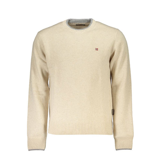 Napapijri Beige Fabric Men Sweater Napapijri Wheat