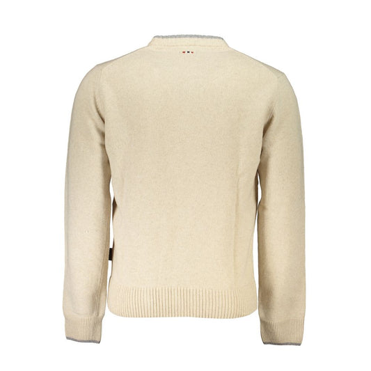 Napapijri Beige Fabric Men Sweater Napapijri Wheat