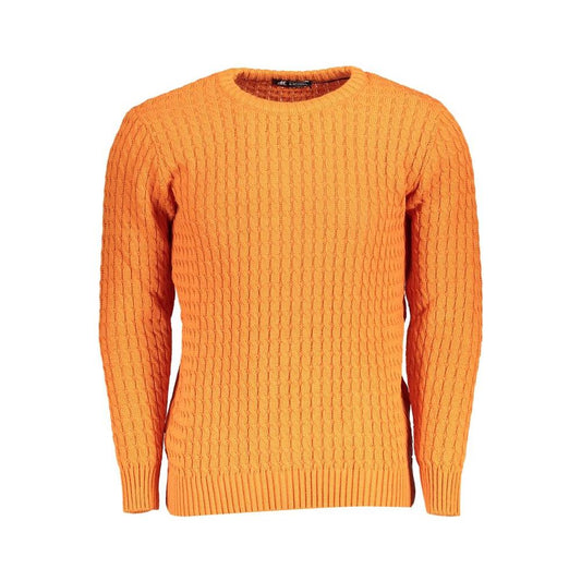 U.S. Grand Polo Elegant Twisted Crew Neck Orange Sweater U.S. Grand Polo Sandy Brown