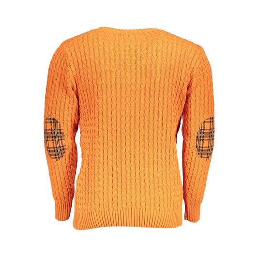 U.S. Grand Polo Elegant Twisted Crew Neck Orange Sweater U.S. Grand Polo Sandy Brown