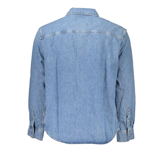 Calvin Klein Light Blue Cotton Men Shirt Calvin Klein Light Slate Gray