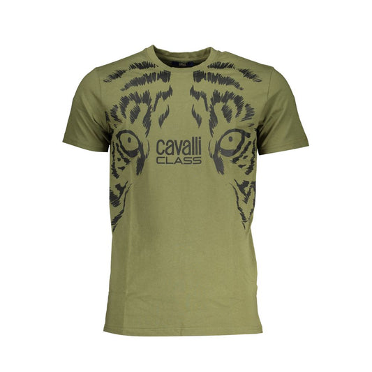 Cavalli Class Green Cotton T-Shirt Cavalli Class Dim Gray