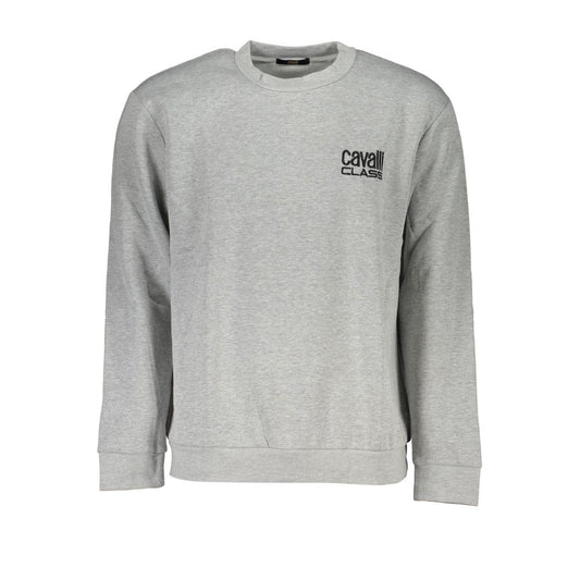 Cavalli Class Gray Cotton Men Sweater Cavalli Class Gray