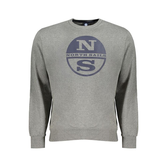 North Sails Gray Cotton Men Sweater North Sails Light Slate Gray