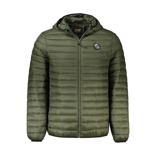 Cavalli Class Green Polyamide Men Jacket Cavalli Class Dark Olive Green