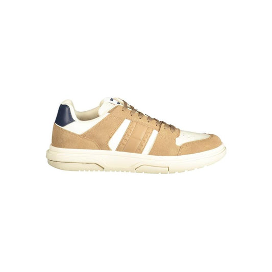 Tommy Hilfiger Beige Leather Men Sneaker Tommy Hilfiger Antique White