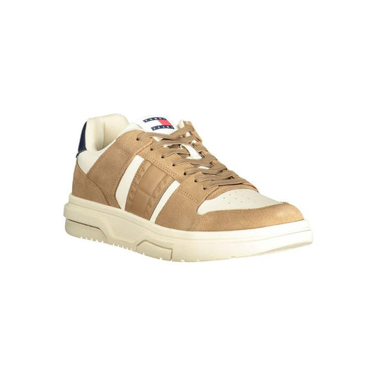 Tommy Hilfiger Beige Leather Men Sneaker Tommy Hilfiger Tan
