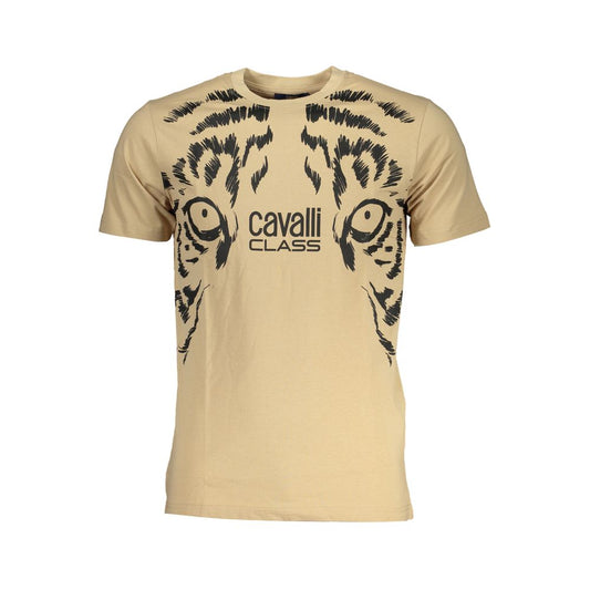 Cavalli Class Beige Cotton T-Shirt Cavalli Class Tan