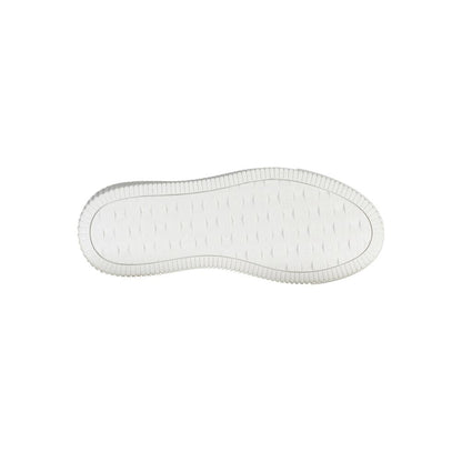 Sole view of Calvin Klein White Leather Women Sneaker, showcasing tread pattern for comfort and grip.