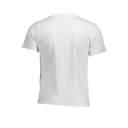 Back view of North Sails White Cotton Men T-Shirt highlighting premium cotton material and crew neck design.