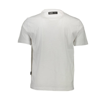 Plein Sport White Cotton Men T-Shirt with crew neck and bold logo, showcasing premium design and contrasting elements.