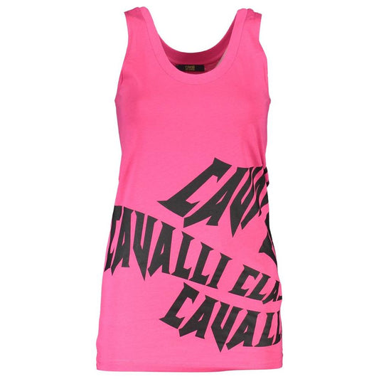 Cavalli Class Pink Cotton Women Top Cavalli Class Hot Pink