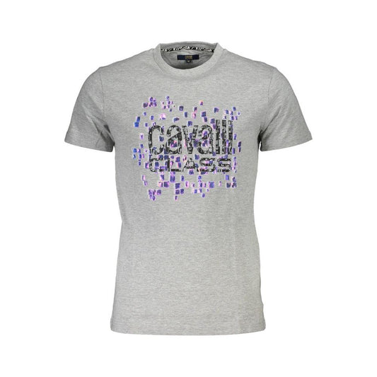Cavalli Class Gray Cotton Men T-Shirt Cavalli Class Gray