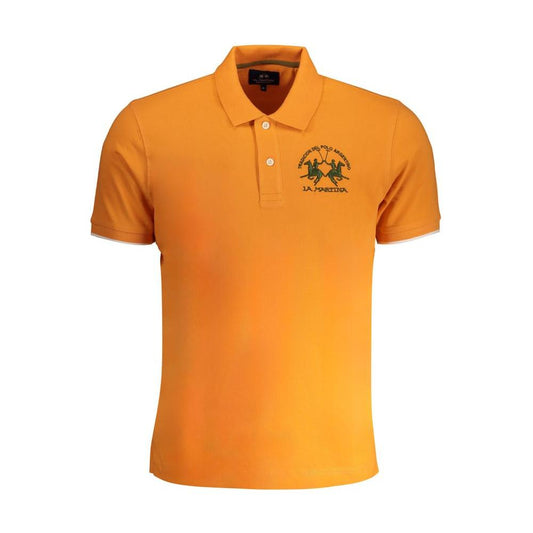 La Martina Orange Cotton Polo Shirt La Martina Goldenrod