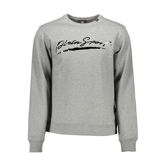 Plein Sport Gray Cotton Men Sweater Plein Sport Dark Gray