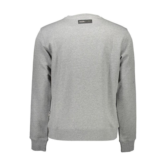 Plein Sport Gray Cotton Men Sweater Plein Sport Dark Gray