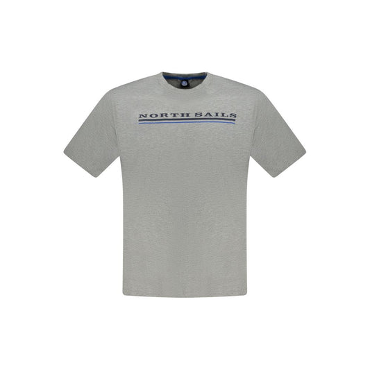 North Sails Gray Cotton Men T-Shirt North Sails Dark Gray