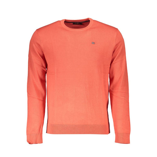 Napapijri Red Cotton Men Sweater Napapijri Salmon