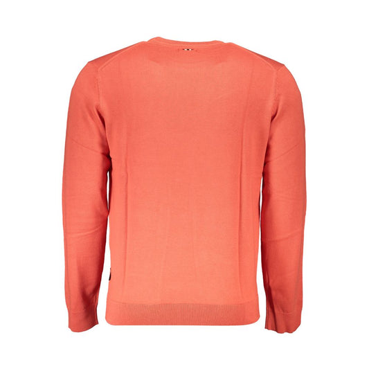 Napapijri Red Cotton Men Sweater Napapijri Salmon