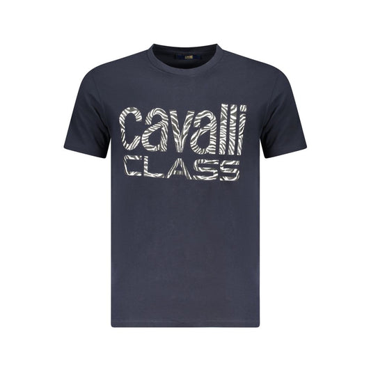 Cavalli Class Blue Cotton Men T-Shirt Cavalli Class Dark Slate Gray
