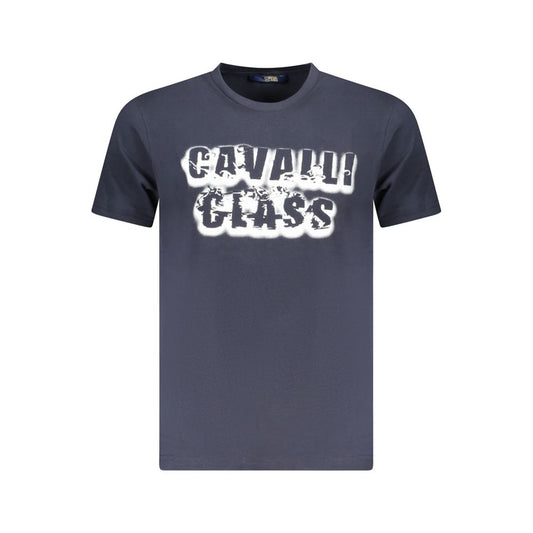 Cavalli Class Blue Cotton Men T-Shirt Cavalli Class Dark Slate Gray