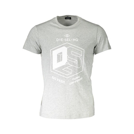 Diesel Gray Cotton Men Short-Sleeve T-Shirt Diesel Light Gray