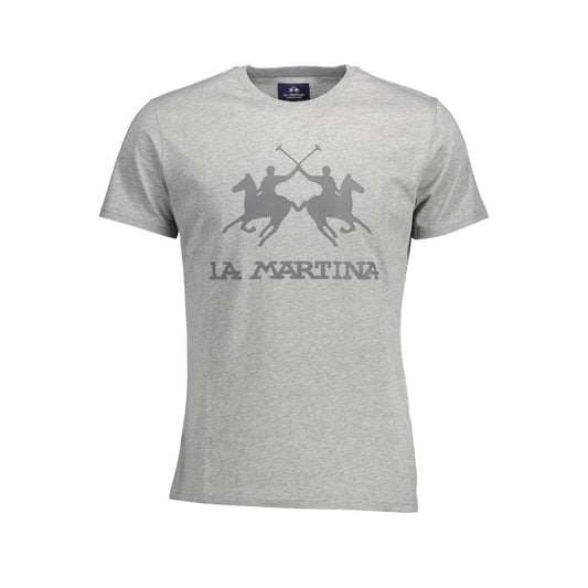 La Martina Gray Cotton Men T-Shirt La Martina Gray