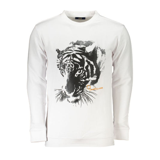 Cavalli Class White Cotton Sweater Cavalli Class Beige
