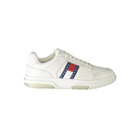 Tommy Hilfiger White Leather Men Sneaker Tommy Hilfiger Light Gray