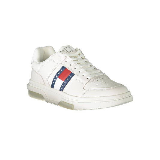 Tommy Hilfiger White Leather Men Sneaker Tommy Hilfiger Light Gray